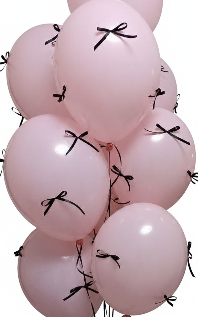 Гелієва кулька 12″(32см) з бантиками (1шт) Кольори на вибір.