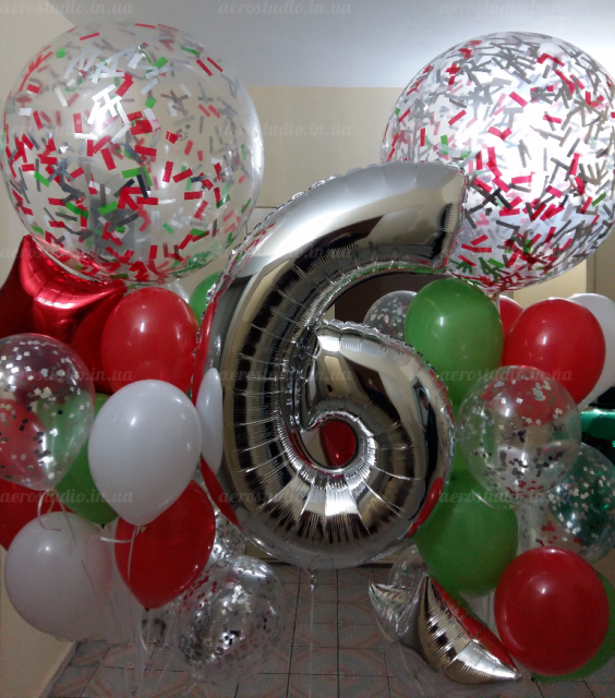 Композиция с метровыми шарами на День Рождение