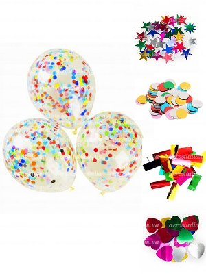 Гелієва кулька “З конфетті” (32см) – із просоченням Hi-Float
