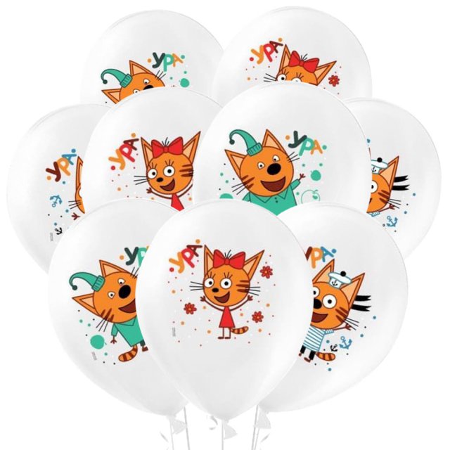 Гелієва кулька “Три коти” (32см) – із просоченням Hi-Float.