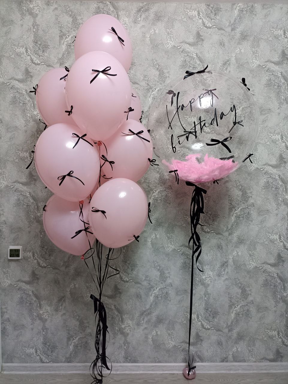 Набір кульок для дівчини з чорними бантиками (11шт)