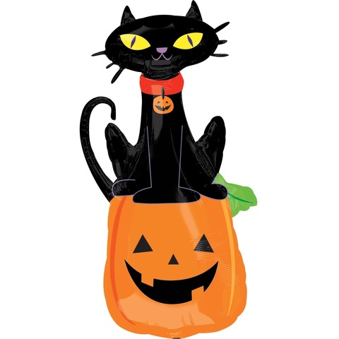 Фольгована кулька Гарбуз з котом 91 см